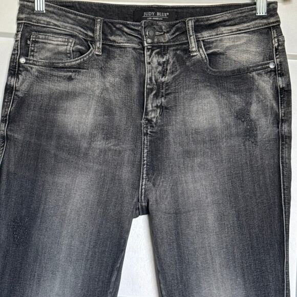 Judy Blue Jeans Skinny Fit Raw Hem Black Gray Wash Stonewash JB88165 Size 11/30 - Picture 4 of 11